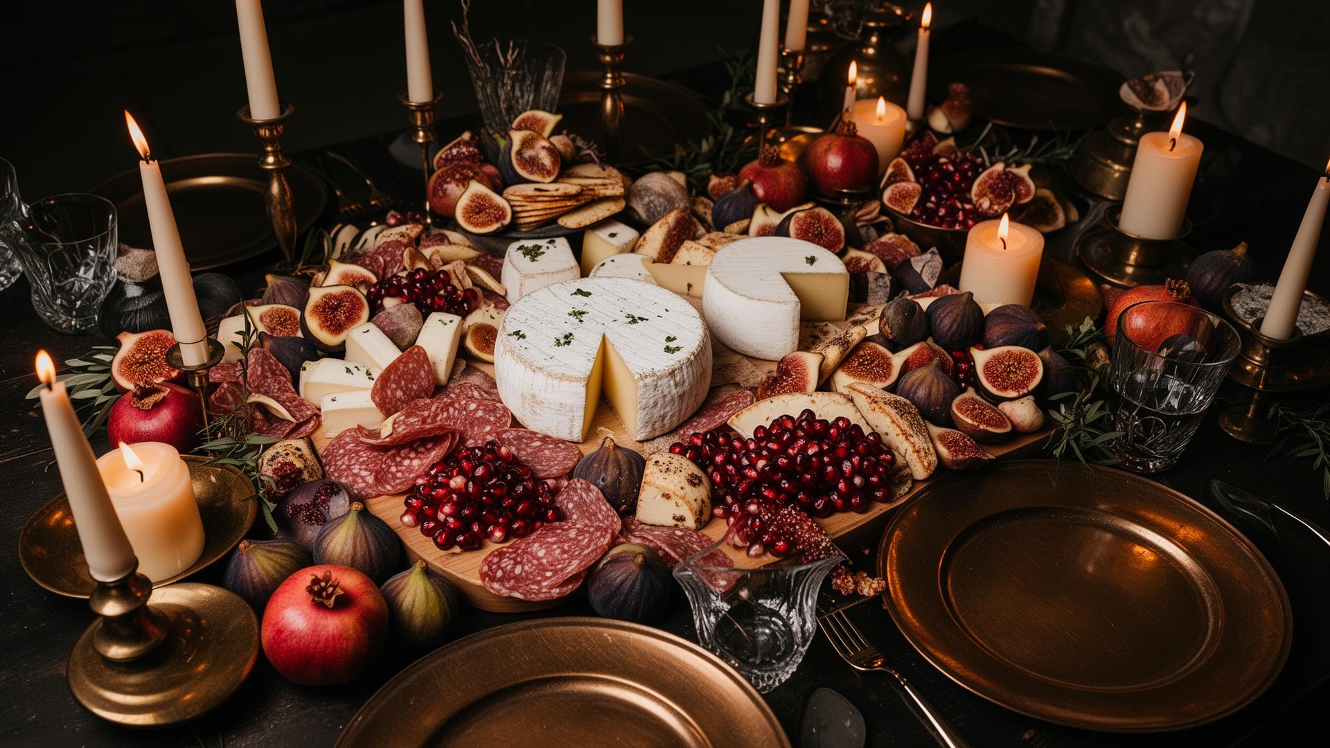 Luxury grazing table with charcuterie and figs
