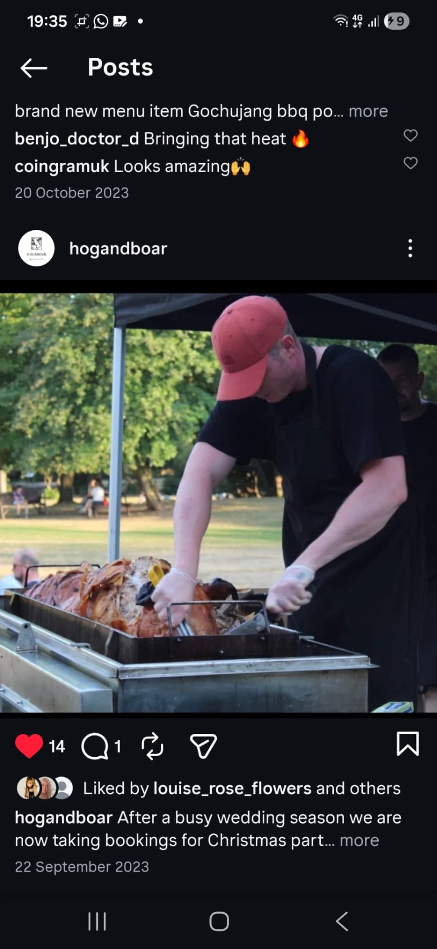 Hog roast event in countryside estate
